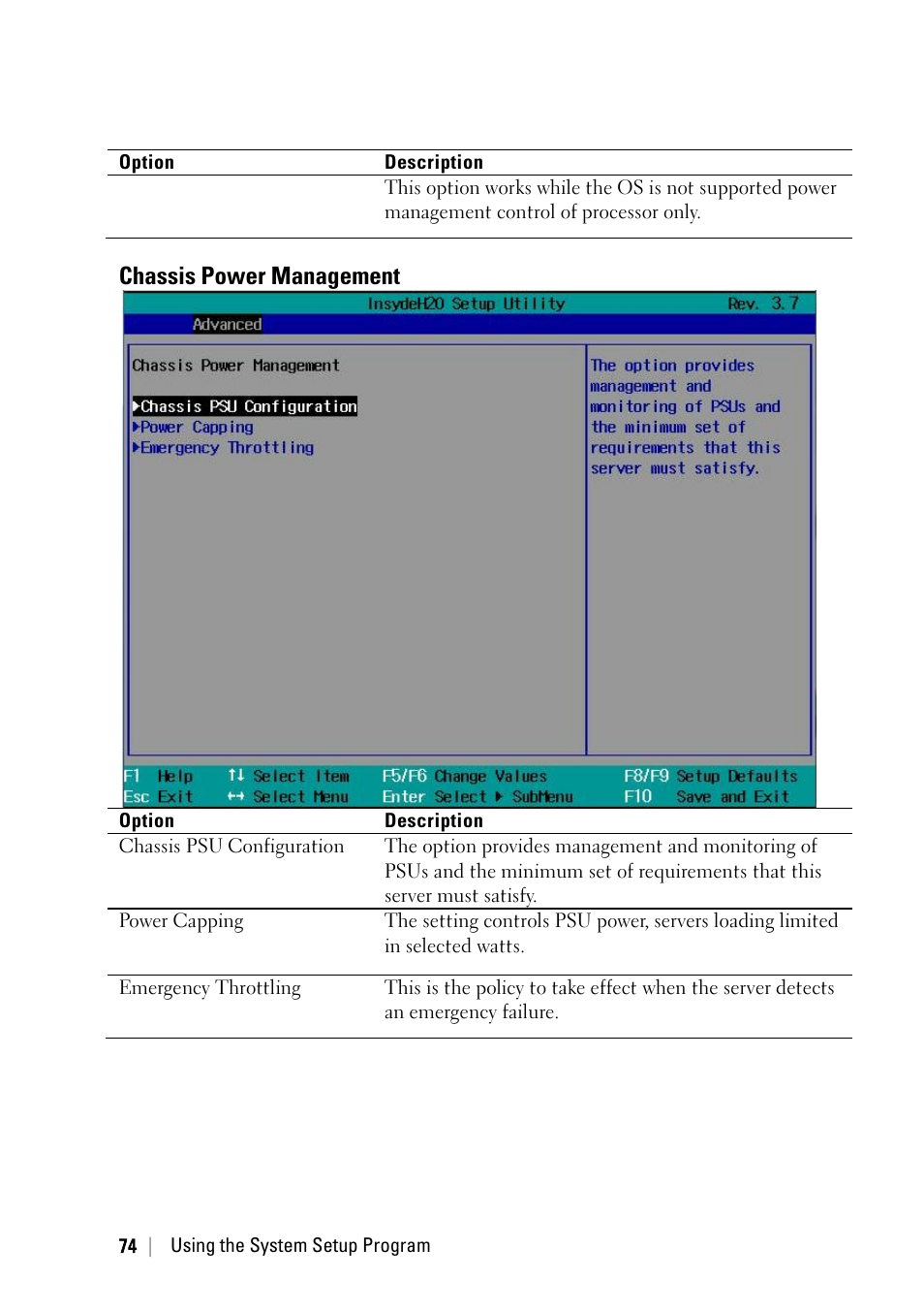 Chassis power management | Dell PowerEdge C6220 User Manual | Page 74 / 329