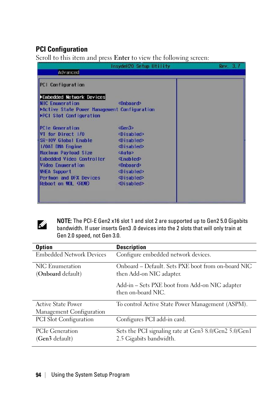 Pci configuration | Dell PowerEdge C6220 User Manual | Page 94 / 329