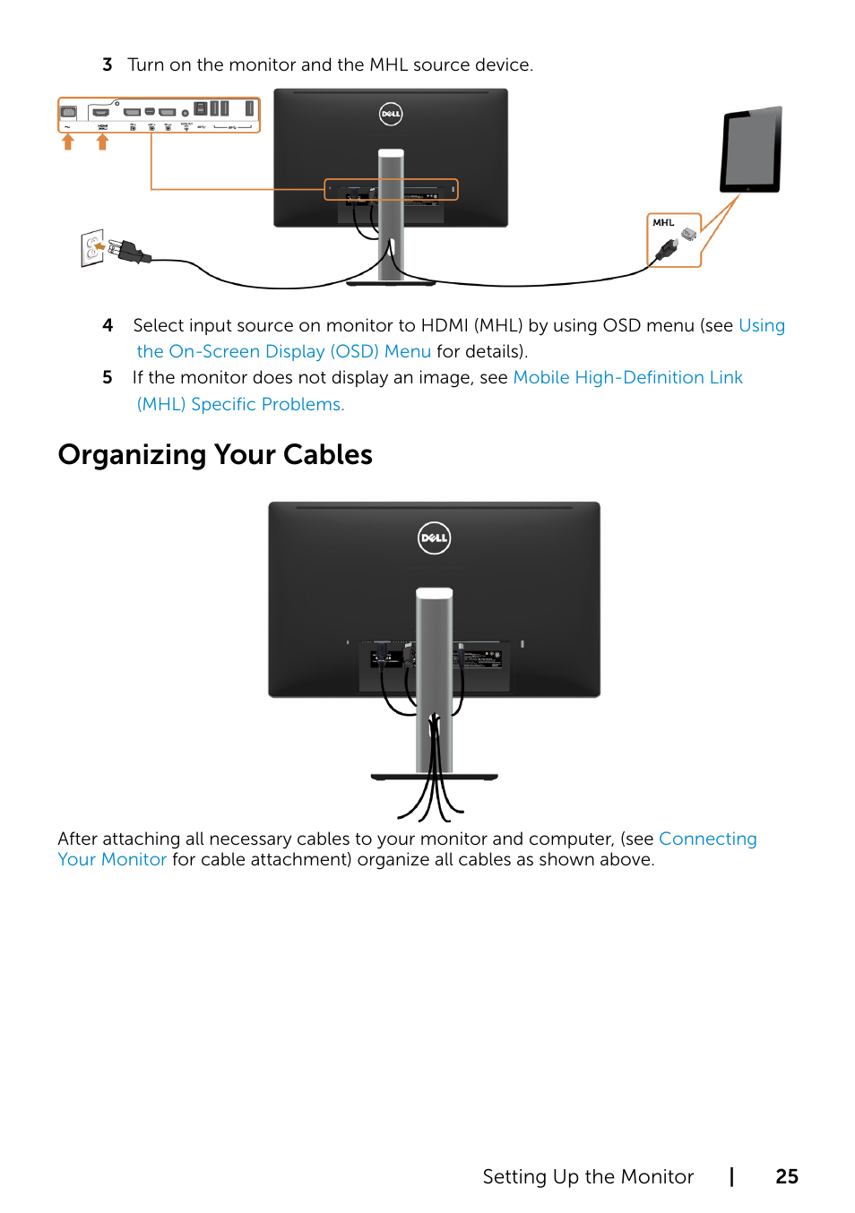 Organizing your cables | Dell P2715Q Monitor User Manual | Page 25 / 51