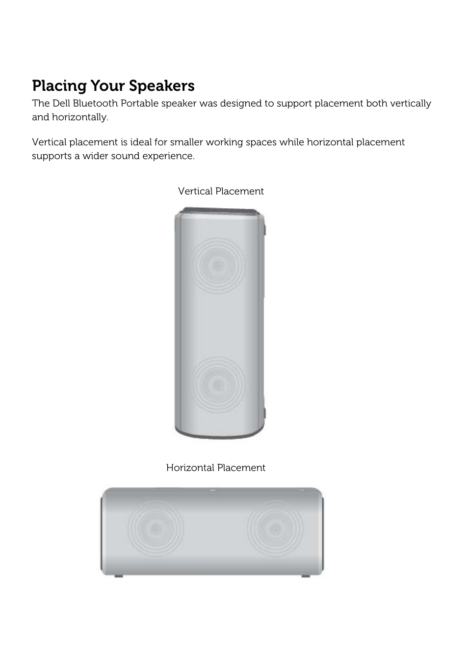 Placing your speakers | Dell AD211 Bluetooth Portable Speaker User Manual | Page 22 / 32