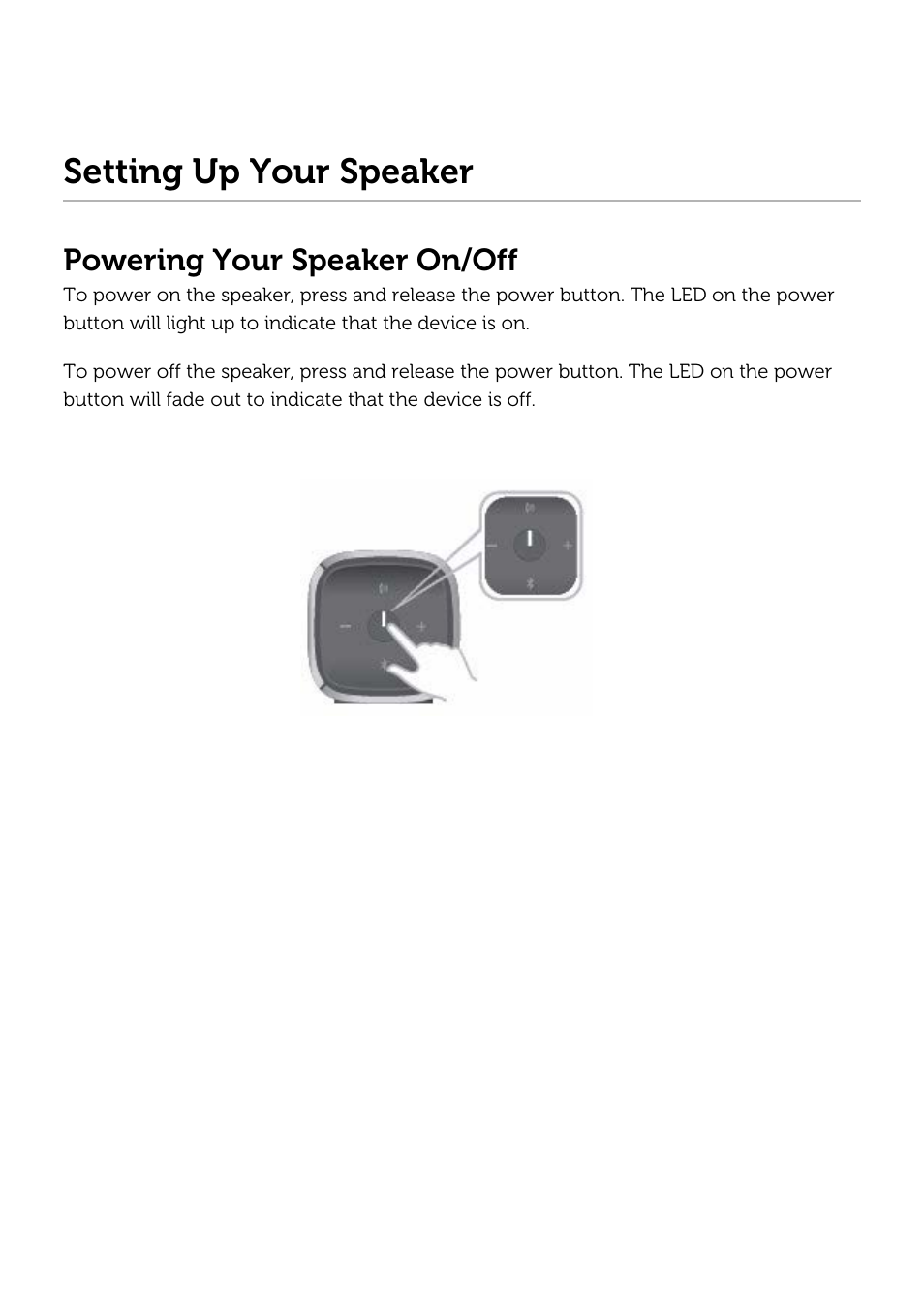 Setting up your speaker, Powering your speaker on/off | Dell AD211 Bluetooth Portable Speaker User Manual | Page 8 / 32