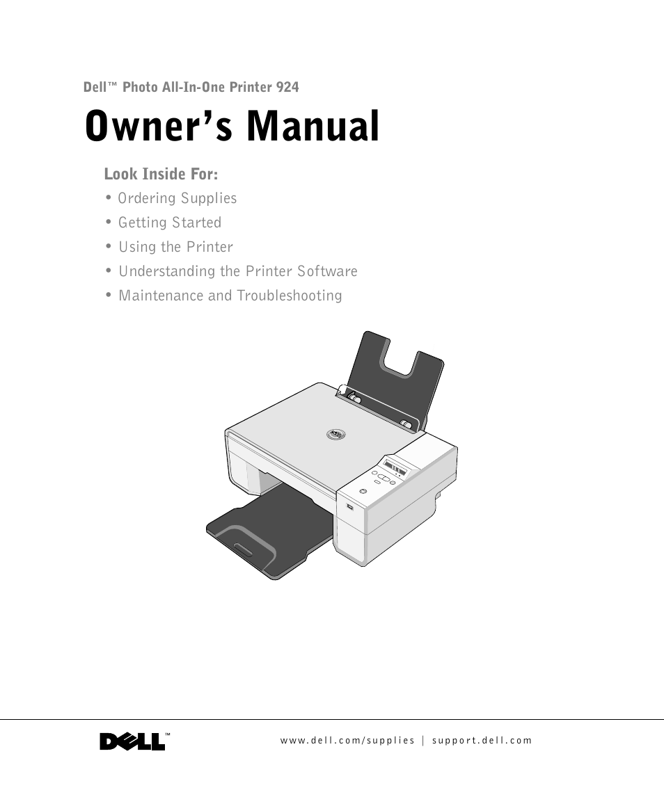 Dell 924 All-in-One Photo Printer User Manual | 94 pages