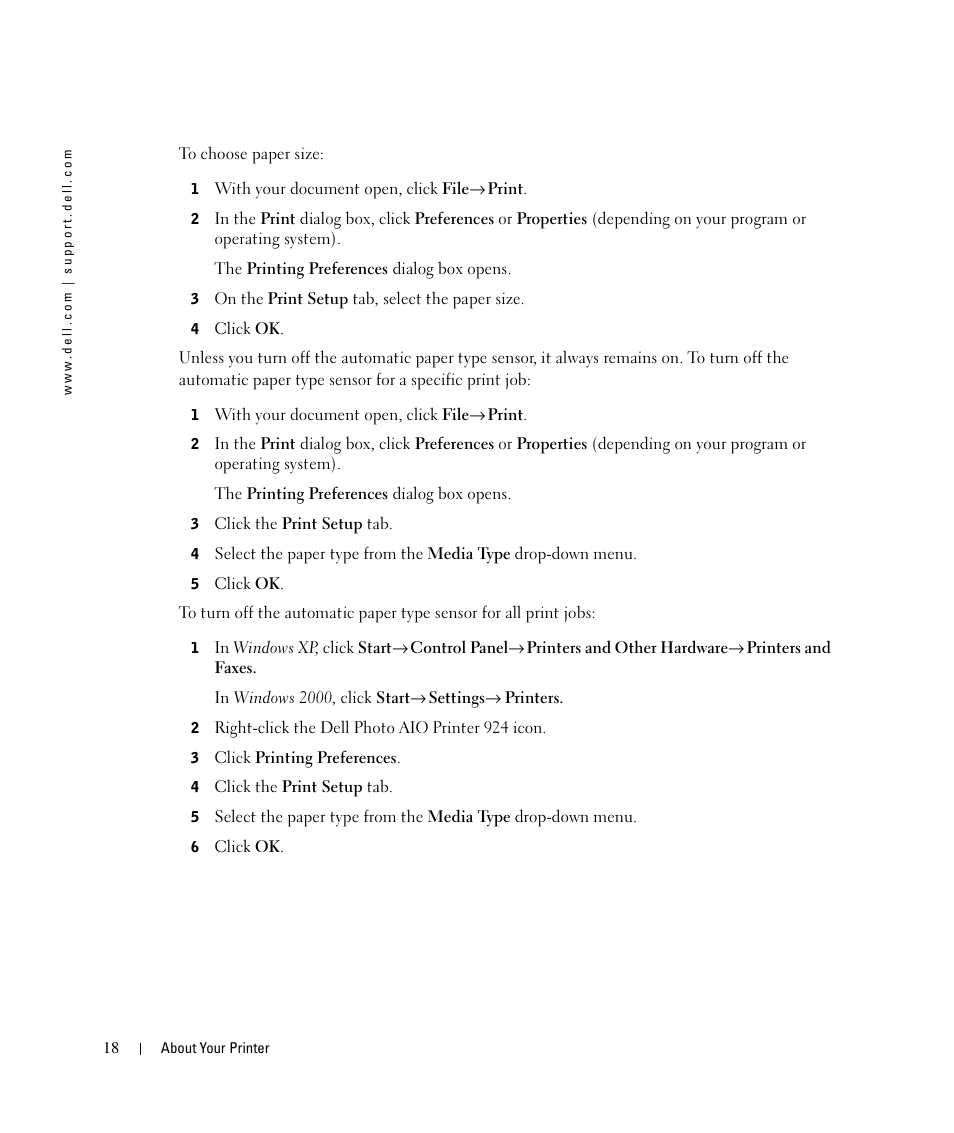 Dell 924 All-in-One Photo Printer User Manual | Page 18 / 94