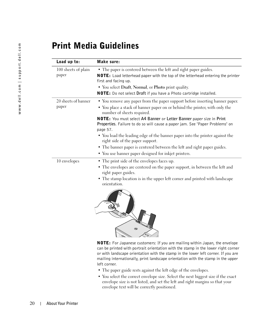 Print media guidelines | Dell 924 All-in-One Photo Printer User Manual | Page 20 / 94