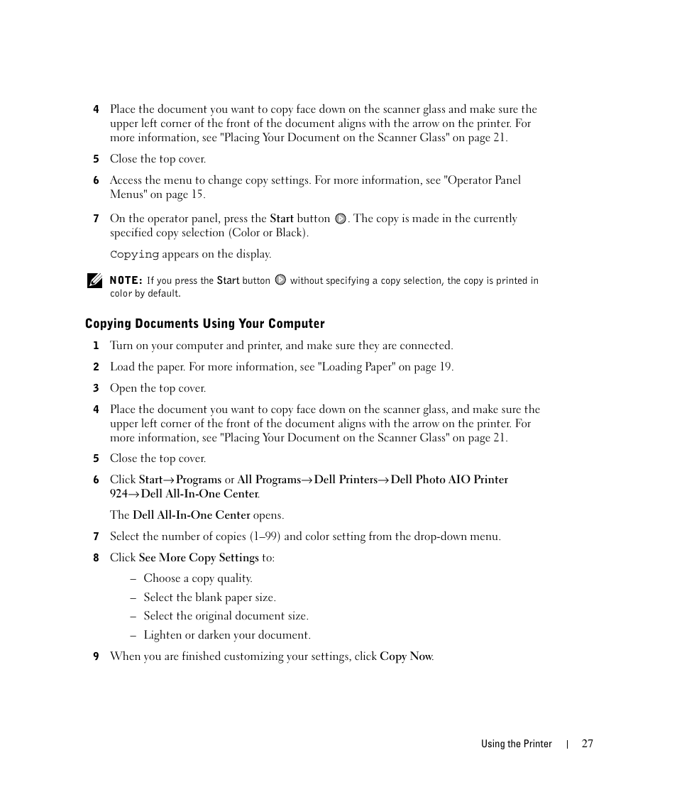 Dell 924 All-in-One Photo Printer User Manual | Page 27 / 94