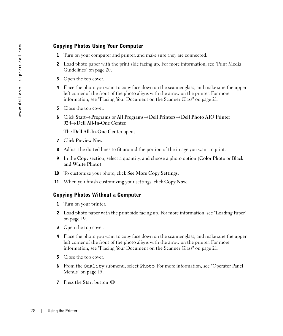 Dell 924 All-in-One Photo Printer User Manual | Page 28 / 94