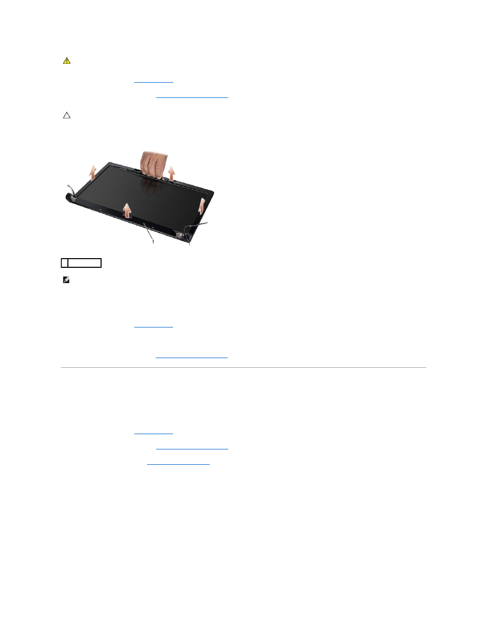 Display panel, Replacing the display bezel, Removing the display panel | Dell Studio 1557 (Late 2009) User Manual | Page 17 / 49