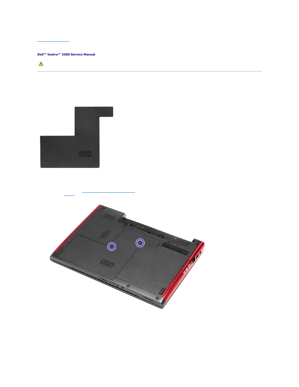 Base cover, Removing the base cover | Dell Vostro 3300 (Early 2010) User Manual | Page 2 / 72