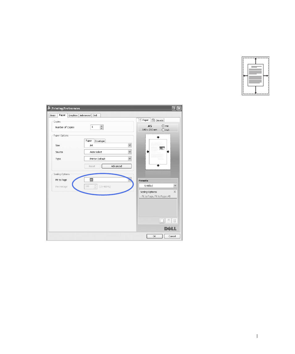 Fitting your document to a selected paper size, Fitting your document to a selected, Paper size | Dell 2355dn Multifunction Mono Laser Printer User Manual | Page 126 / 344