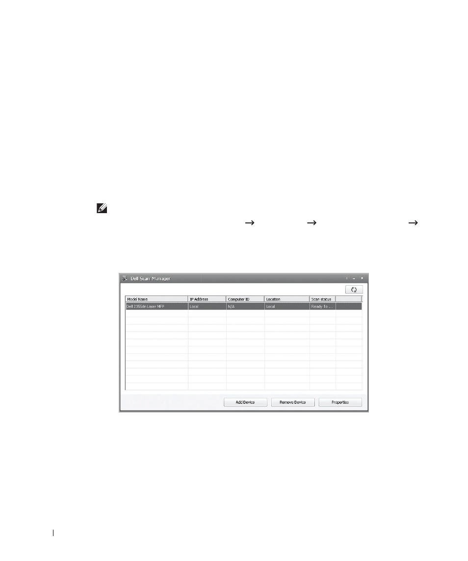 Scanning using dell scan manager, About dell scan manager, Setting scan information in dell scan manager | Scanning using dell scan mana, About | Dell 2355dn Multifunction Mono Laser Printer User Manual | Page 159 / 344