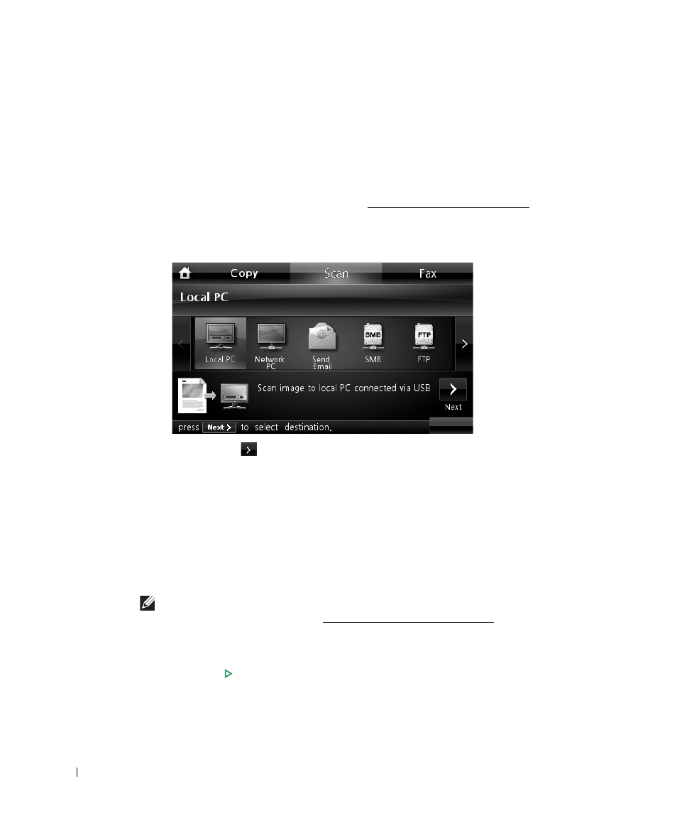 Scanning to a pc application | Dell 2355dn Multifunction Mono Laser Printer User Manual | Page 161 / 344