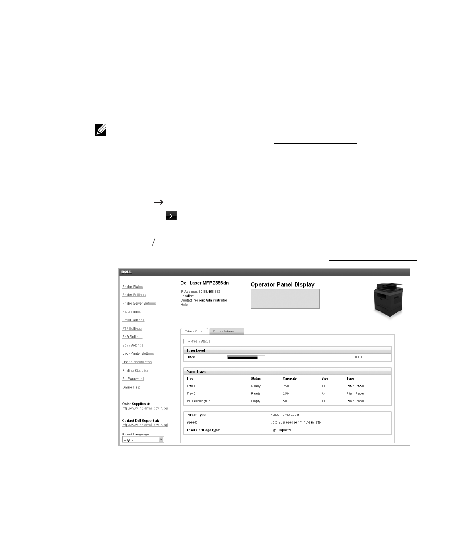 Dell printer configuration web tool | Dell 2355dn Multifunction Mono Laser Printer User Manual | Page 53 / 344