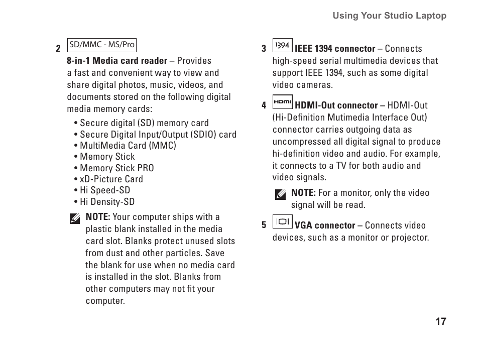 Dell Studio 1435 (Late 2008) User Manual | Page 17 / 76