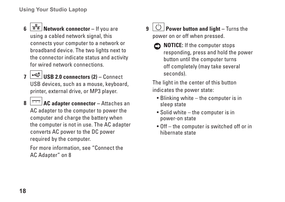 Dell Studio 1435 (Late 2008) User Manual | Page 18 / 76