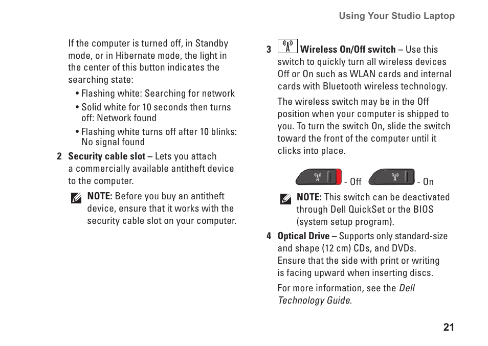 Dell Studio 1435 (Late 2008) User Manual | Page 21 / 76