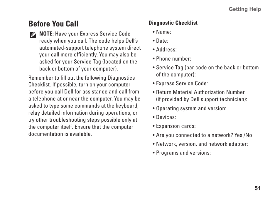 Before you call | Dell Studio 1435 (Late 2008) User Manual | Page 51 / 76