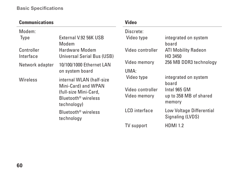 Dell Studio 1435 (Late 2008) User Manual | Page 60 / 76