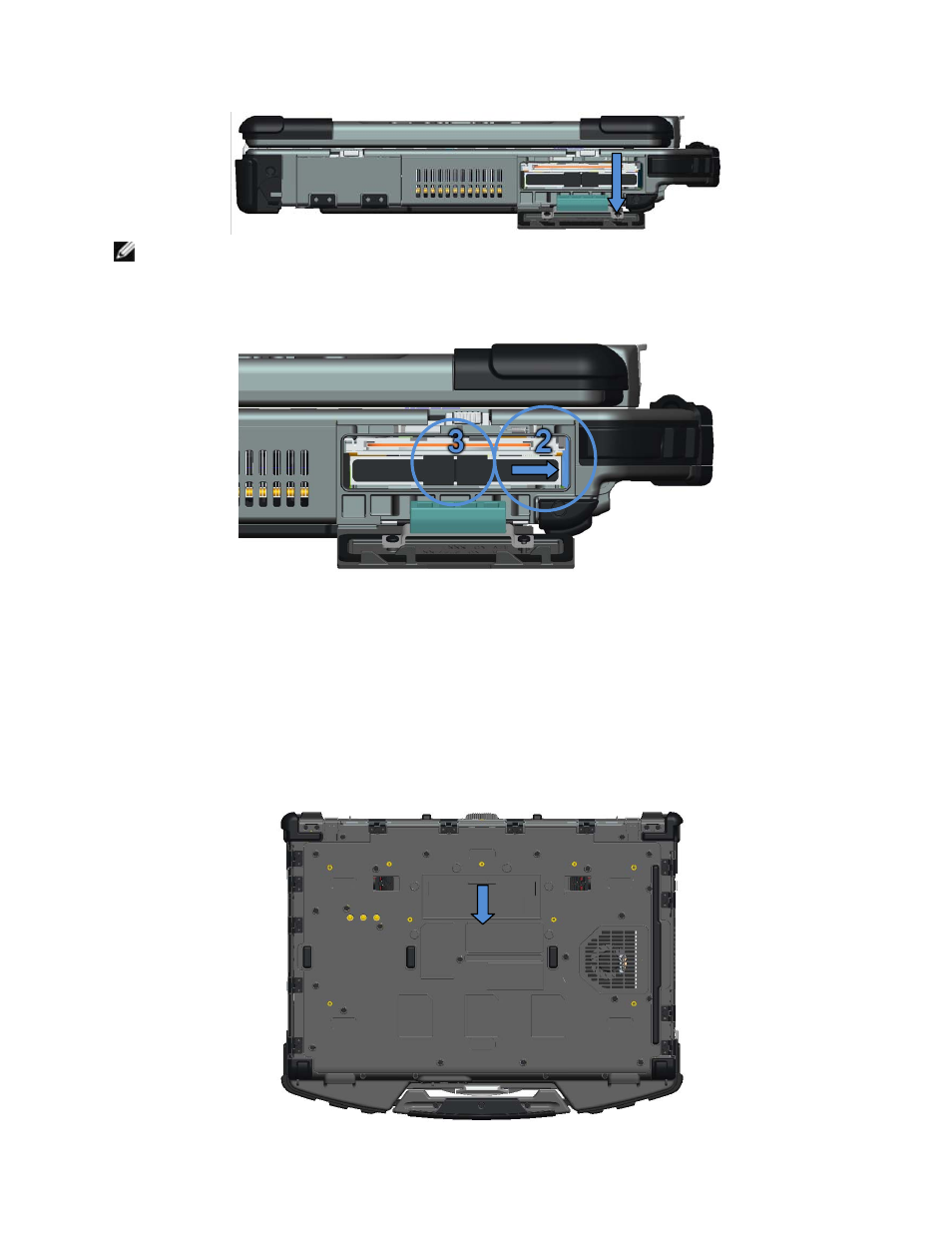 Hard drive installation, Operation of the primoseal™ doors, Docking device connector door | Dell Latitude E6400 XFR (Mid 2008) User Manual | Page 7 / 21