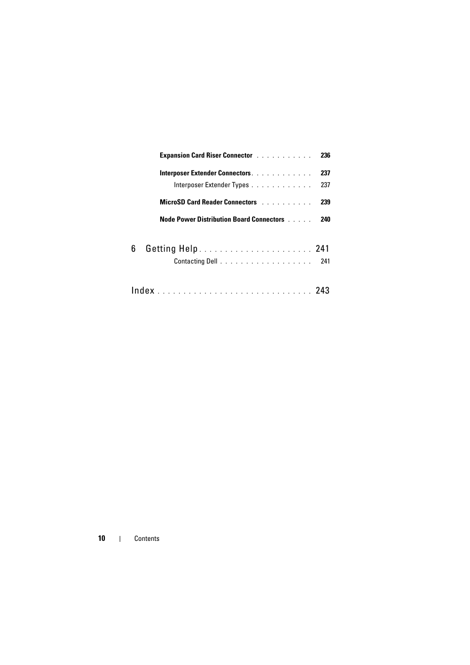 6 getting help, Index | Dell PowerEdge C8000 User Manual | Page 10 / 248