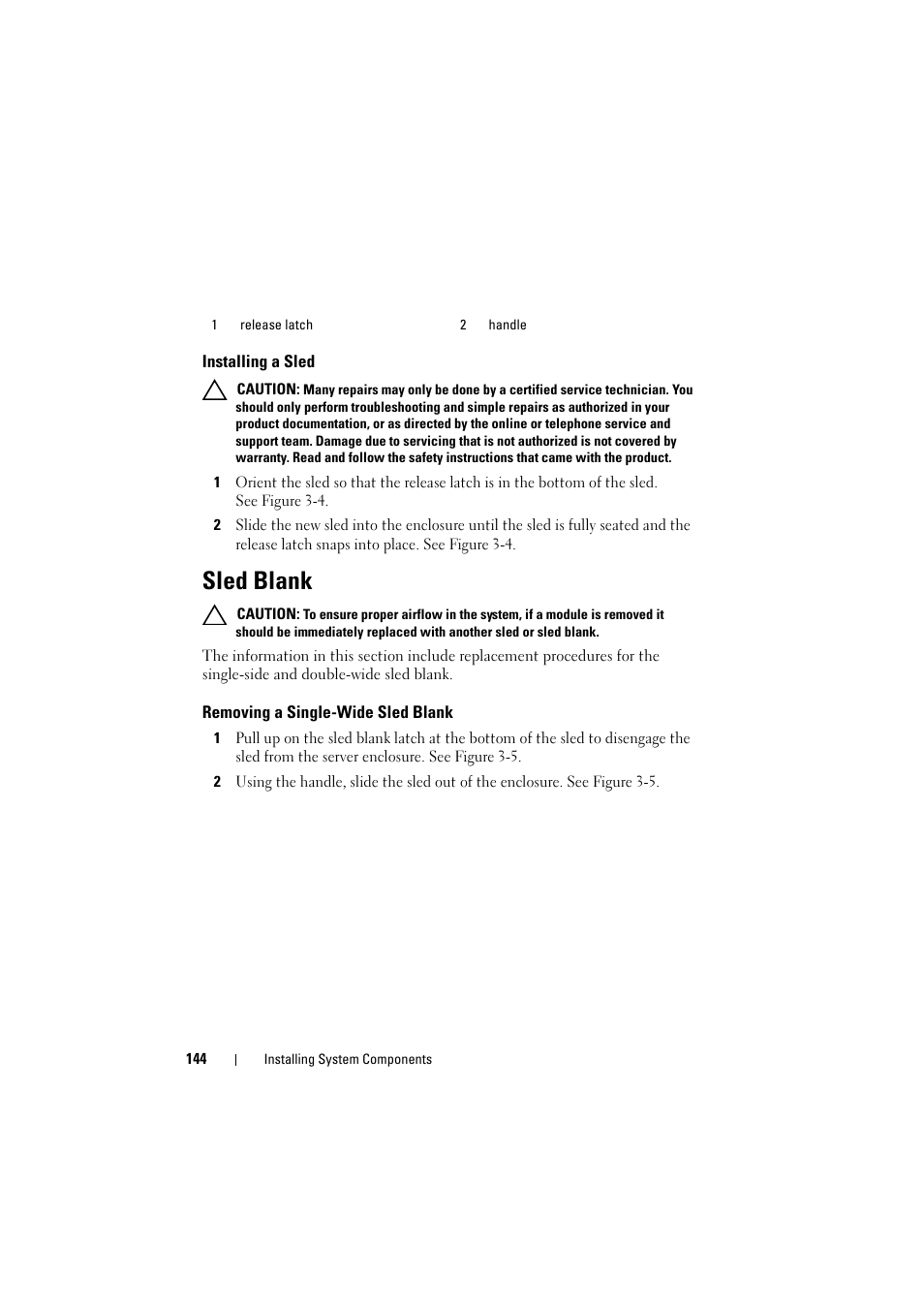 Installing a sled, Sled blank, Removing a single-wide sled blank | Dell PowerEdge C8000 User Manual | Page 144 / 248