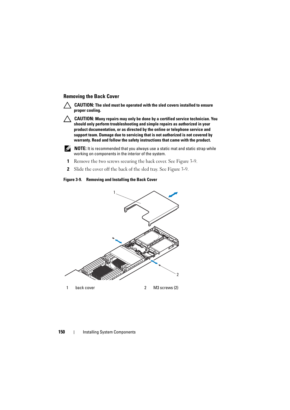 Removing the back cover | Dell PowerEdge C8000 User Manual | Page 150 / 248