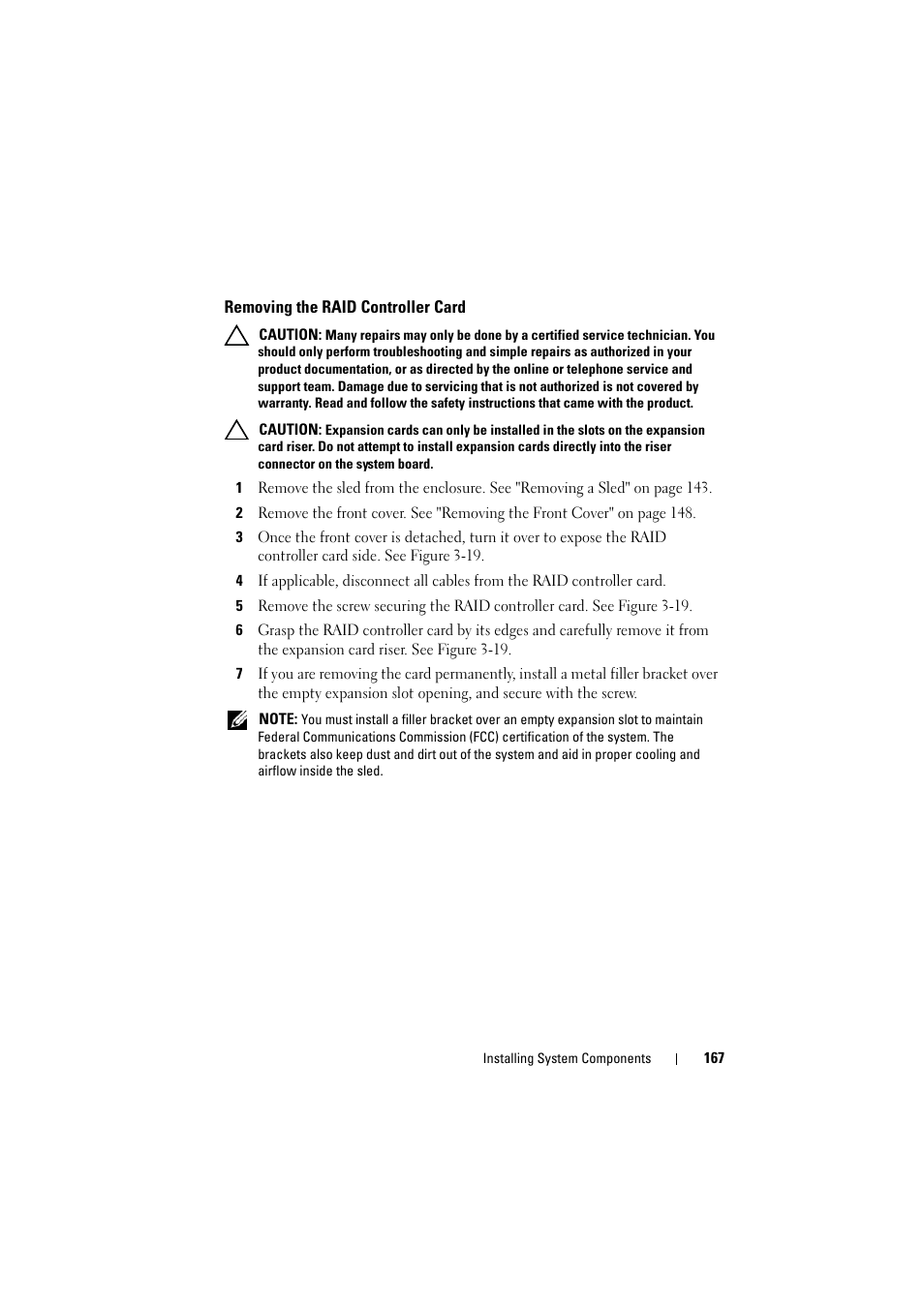 Removing the raid controller card | Dell PowerEdge C8000 User Manual | Page 167 / 248