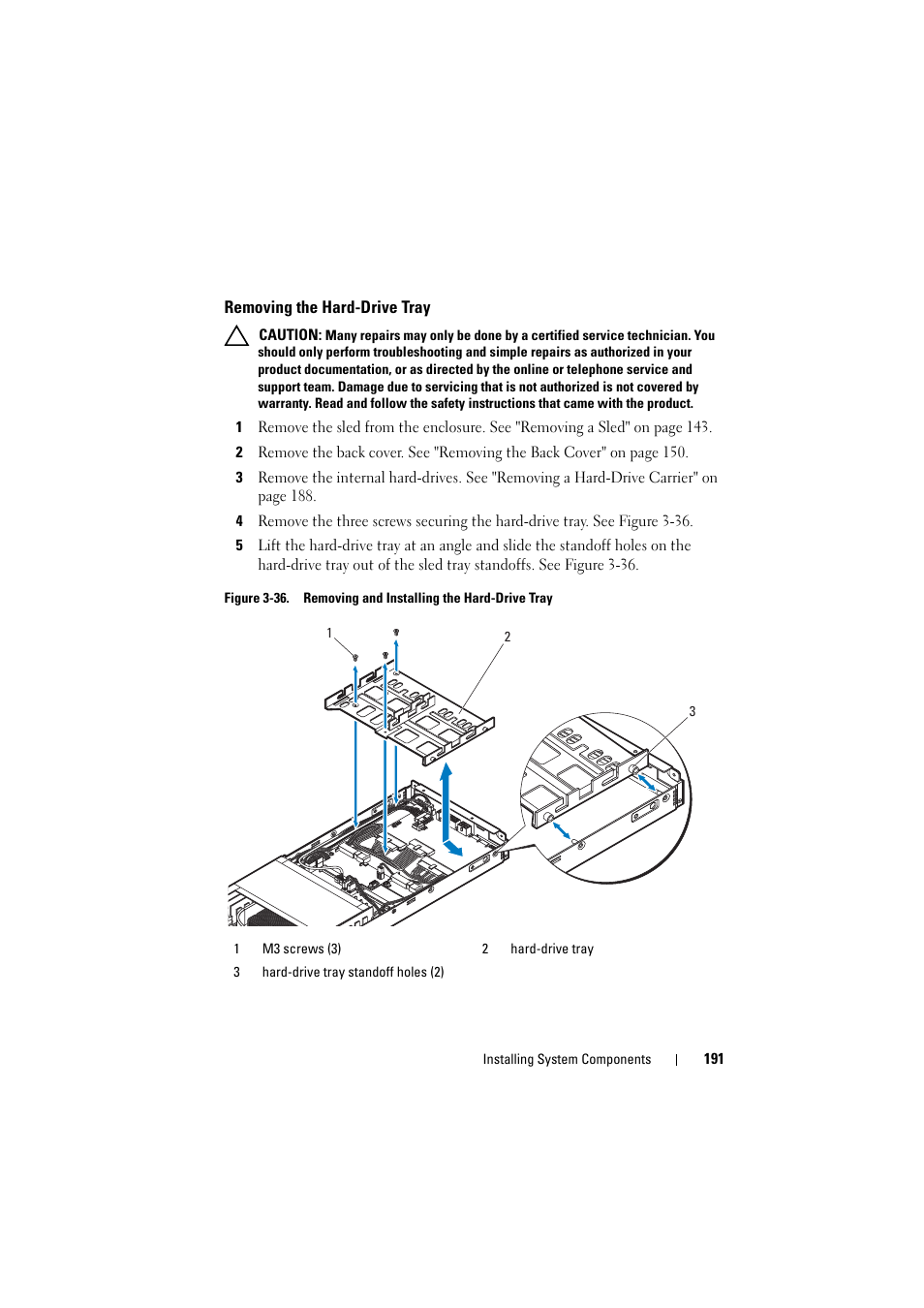 Removing the hard-drive tray | Dell PowerEdge C8000 User Manual | Page 191 / 248