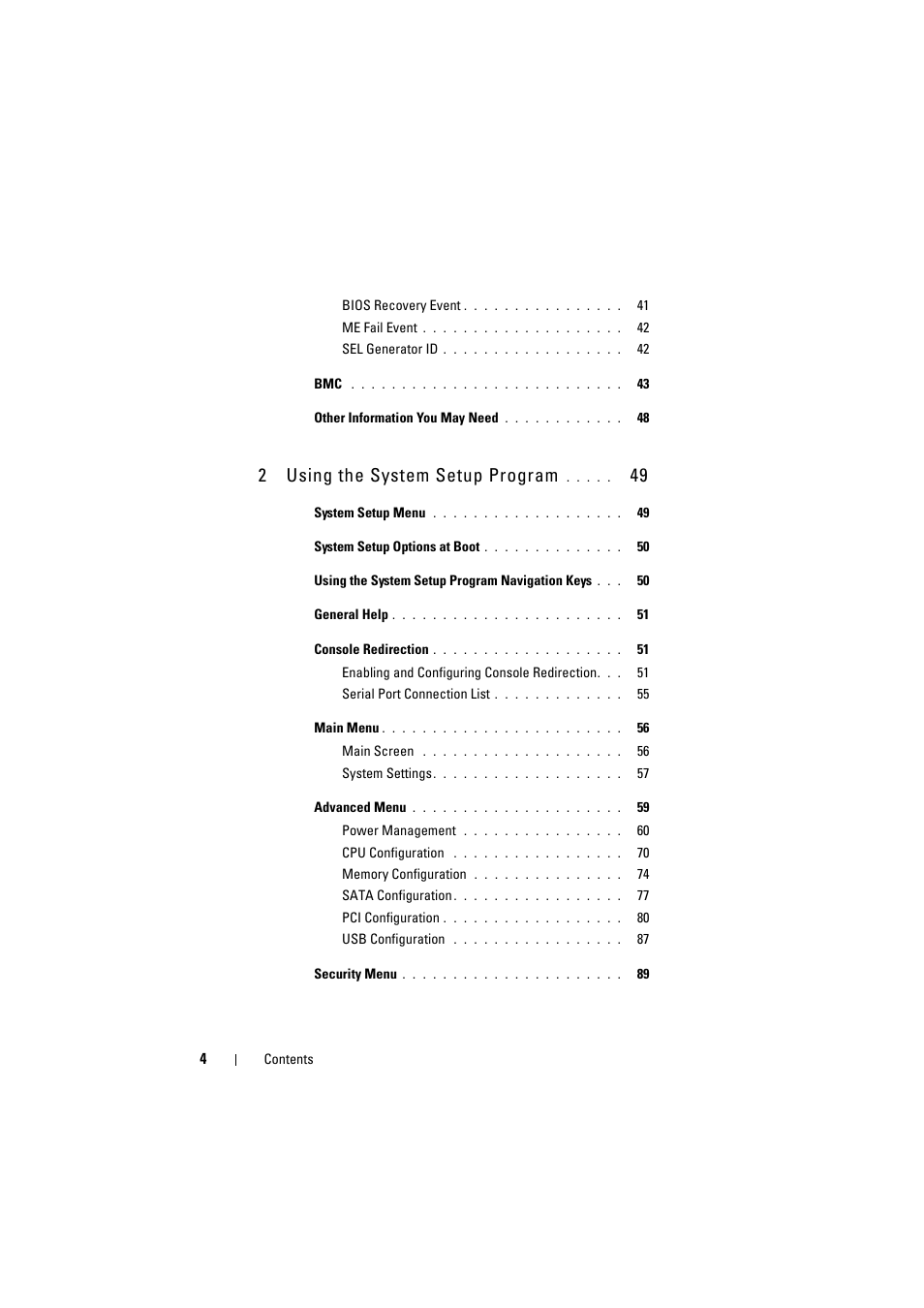 2 using the system setup program | Dell PowerEdge C8000 User Manual | Page 4 / 248