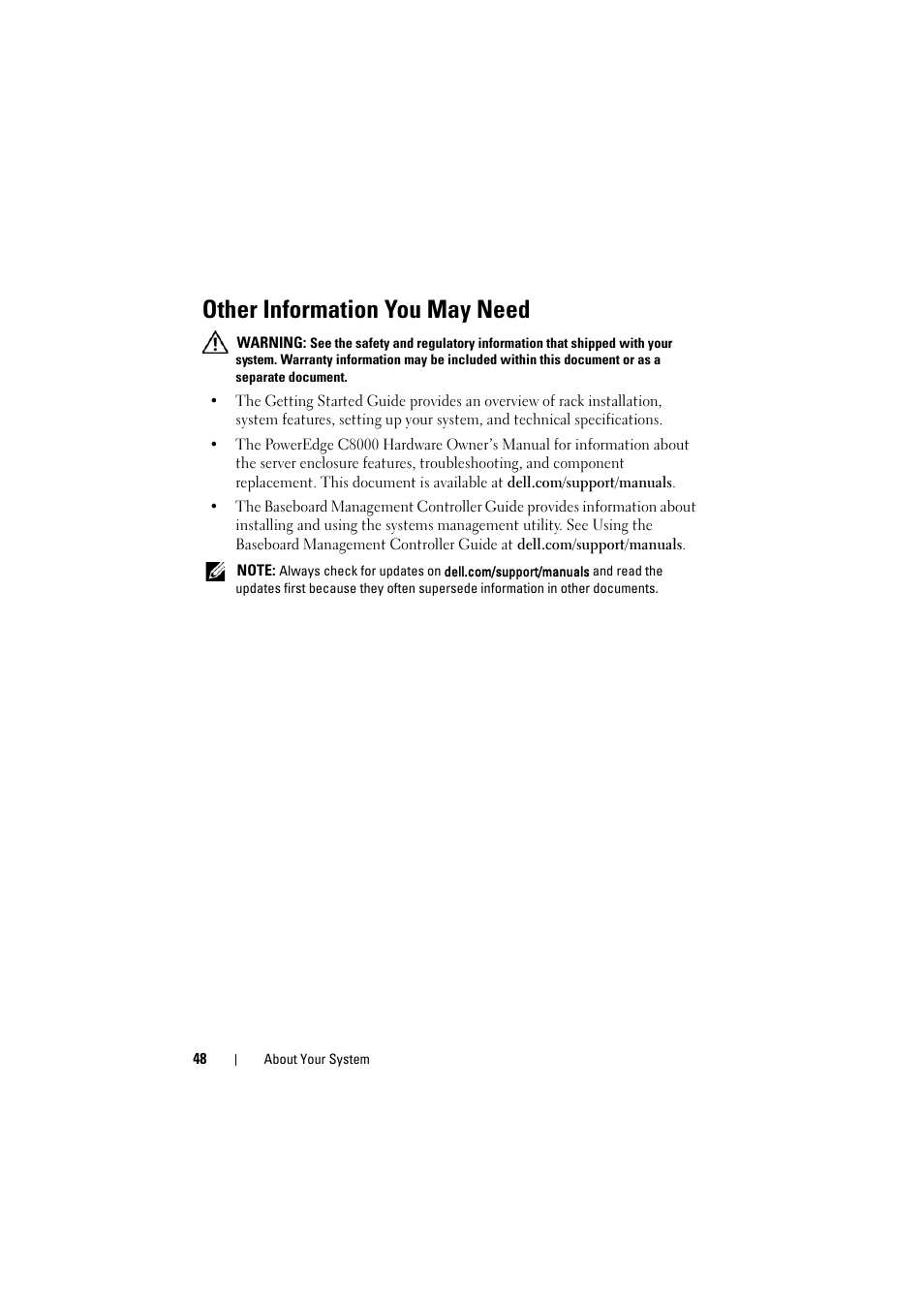 Other information you may need | Dell PowerEdge C8000 User Manual | Page 48 / 248