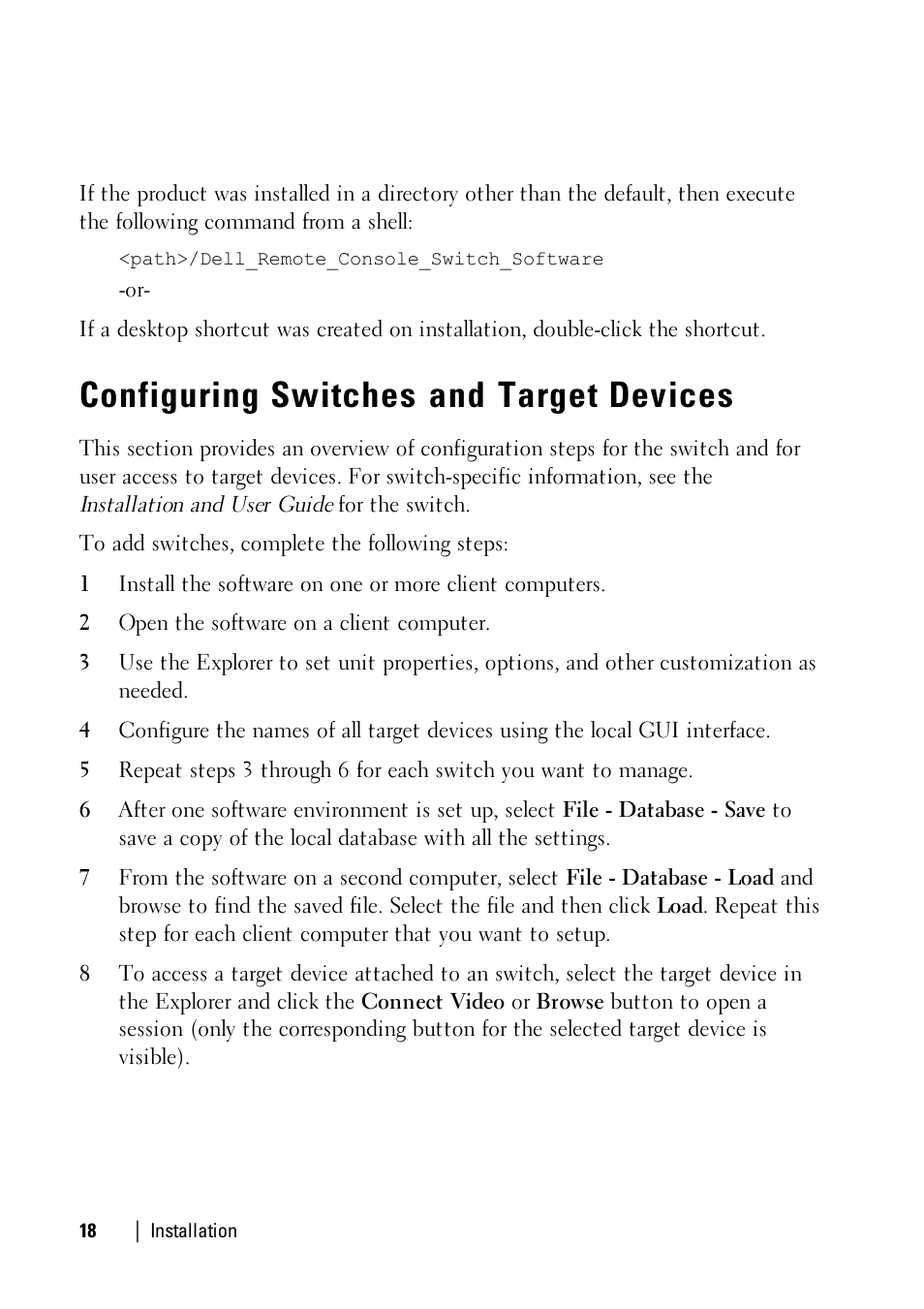 Configuring switches and target devices | Dell KVM 2321DS User Manual | Page 18 / 112