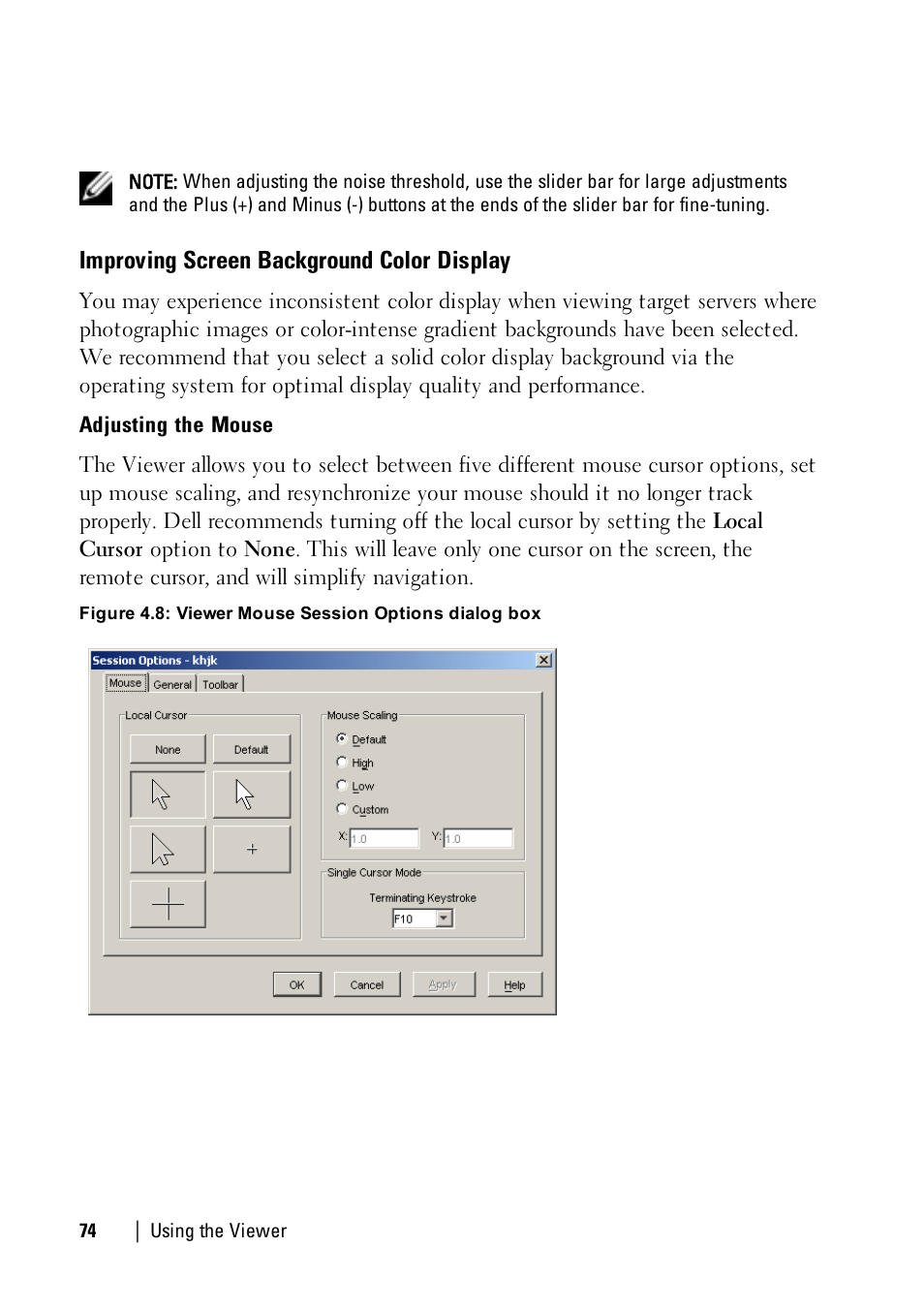 Improving screen background color display | Dell KVM 2321DS User Manual | Page 74 / 112