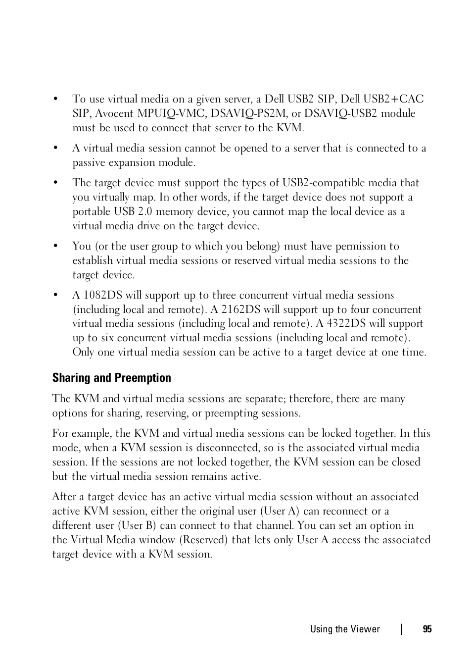 Sharing and preemption | Dell KVM 2321DS User Manual | Page 95 / 112