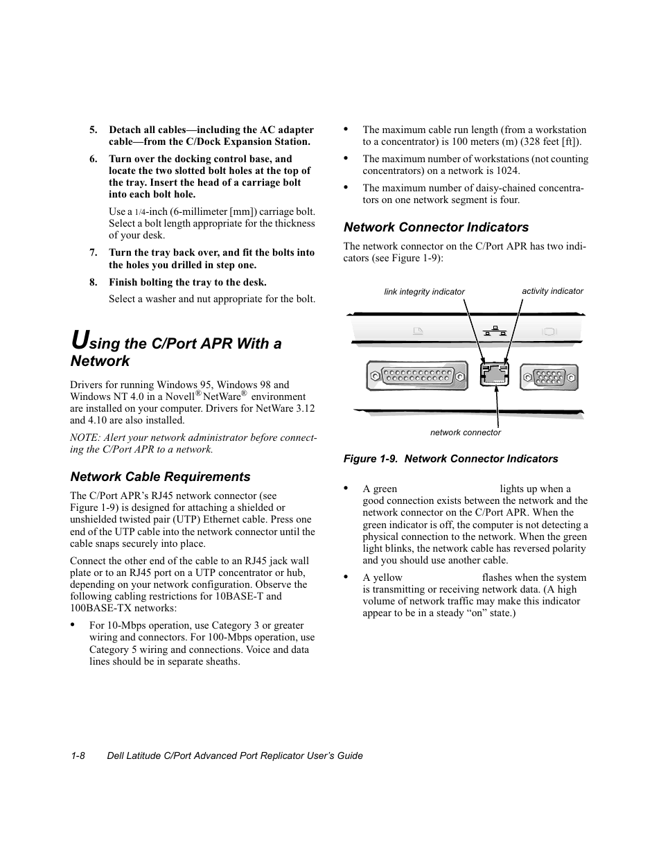 Finish bolting the tray to the desk, Using the c/port apr with a network | Dell C/Port APR User Manual | Page 12 / 24