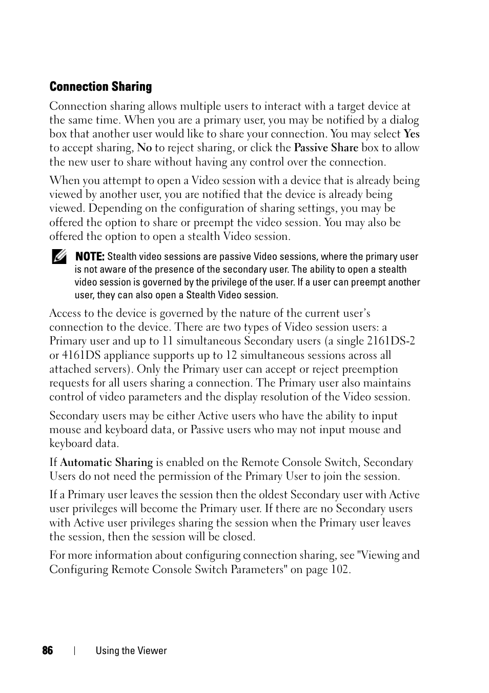 Connection sharing | Dell KVM 2321DS User Manual | Page 102 / 244