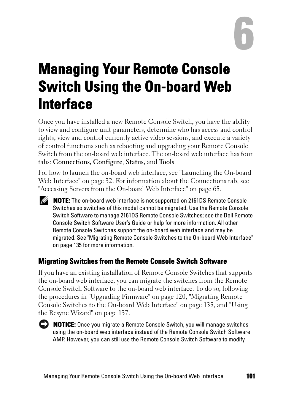 Managing your remote console switch using the, On-board web interface | Dell KVM 2321DS User Manual | Page 117 / 244