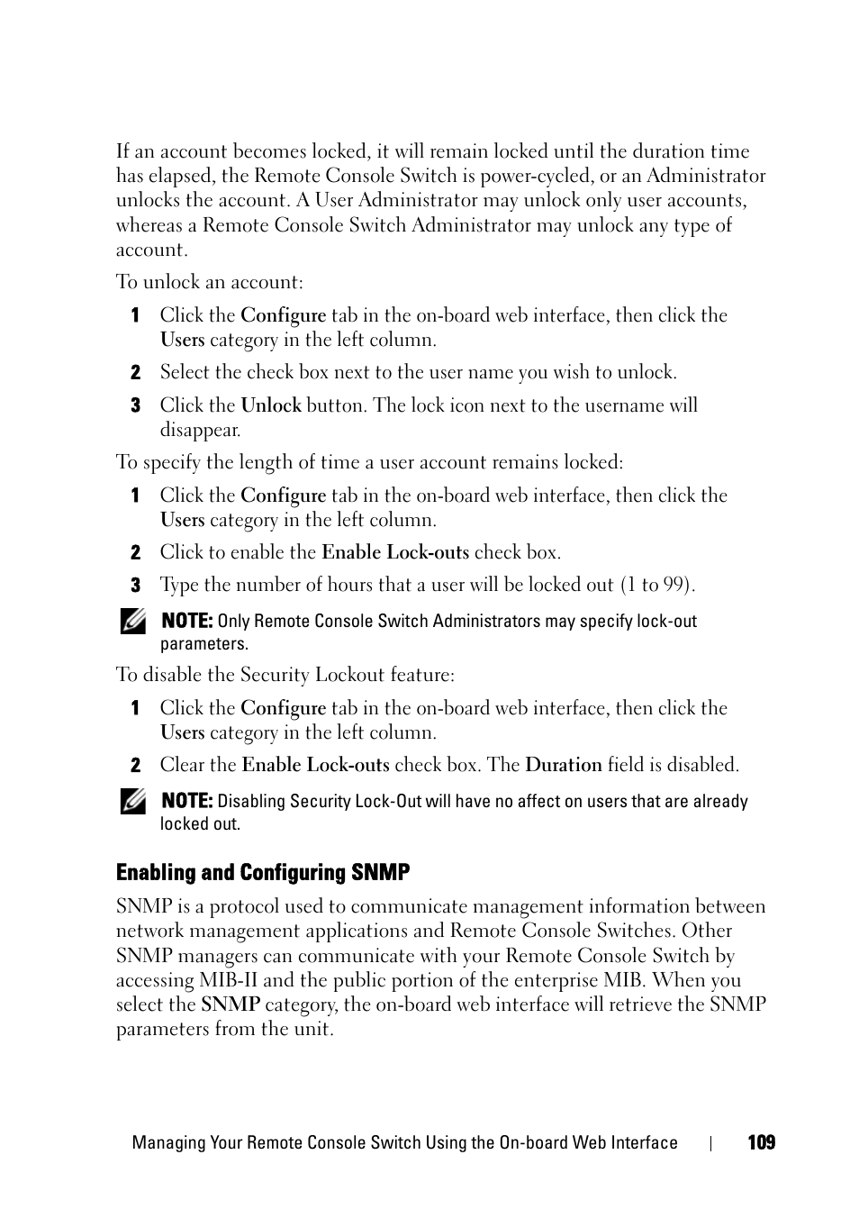 Enabling and configuring snmp | Dell KVM 2321DS User Manual | Page 125 / 244