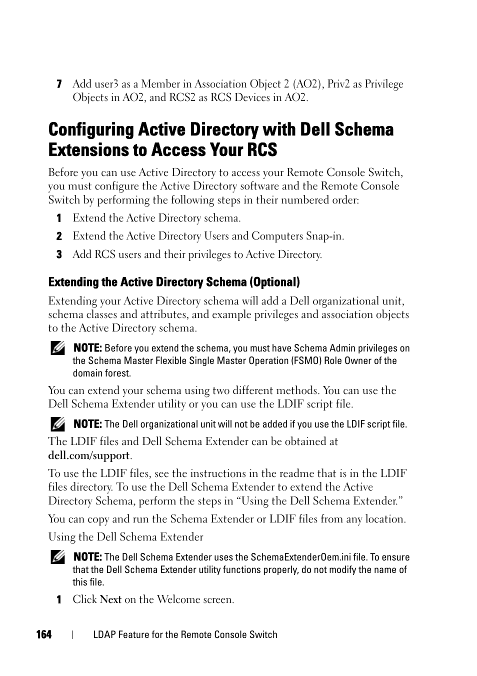 Extending the active directory schema (optional) | Dell KVM 2321DS User Manual | Page 180 / 244