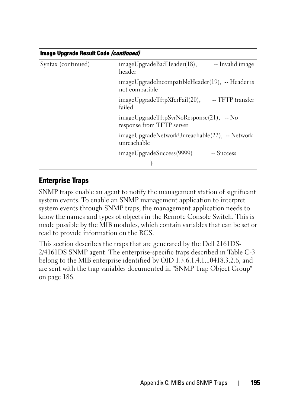 Enterprise traps | Dell KVM 2321DS User Manual | Page 211 / 244
