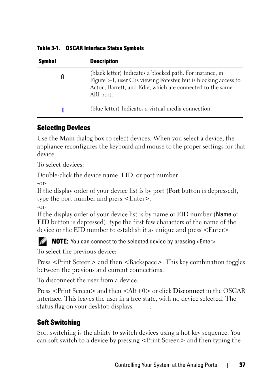 Selecting devices, Soft switching | Dell KVM 2321DS User Manual | Page 53 / 244