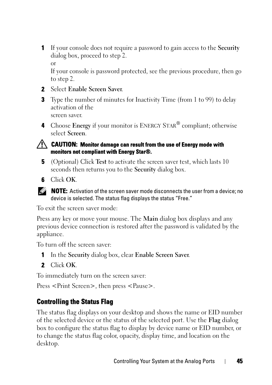 Controlling the status flag | Dell KVM 2321DS User Manual | Page 61 / 244