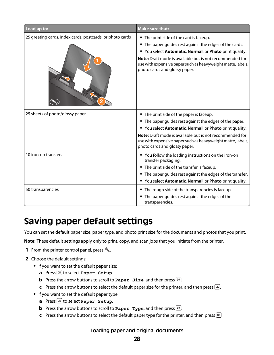Saving paper default settings | Dell V313 All In One Inkjet Printer User Manual | Page 28 / 107