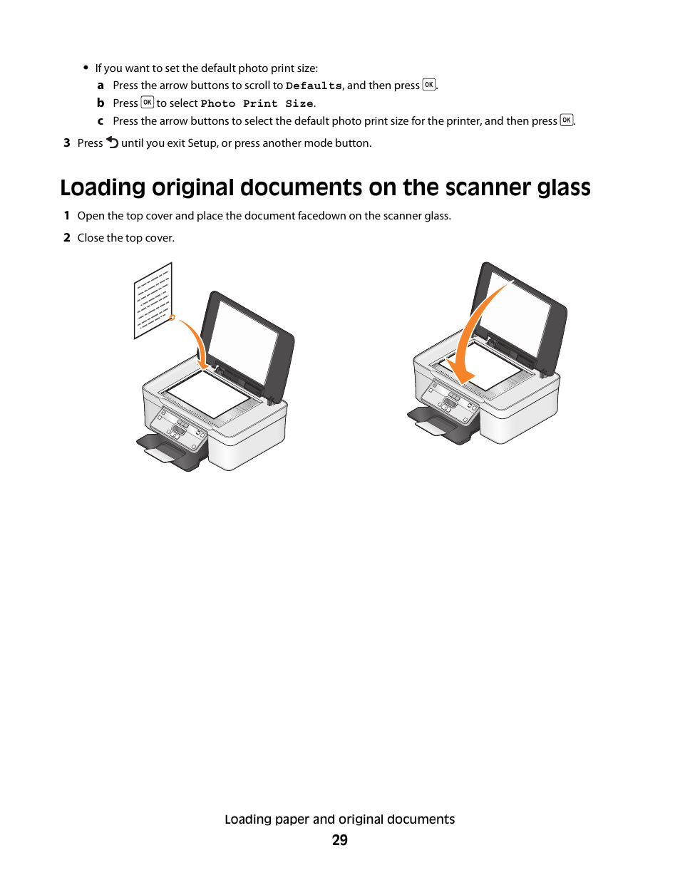 Loading original documents on the scanner glass | Dell V313 All In One Inkjet Printer User Manual | Page 29 / 107