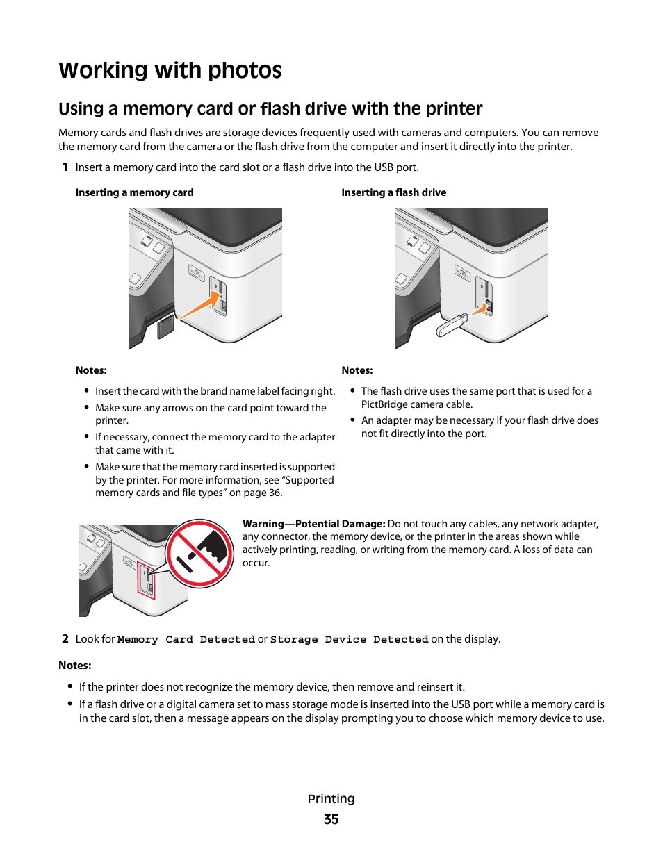 Working with photos | Dell V313 All In One Inkjet Printer User Manual | Page 35 / 107
