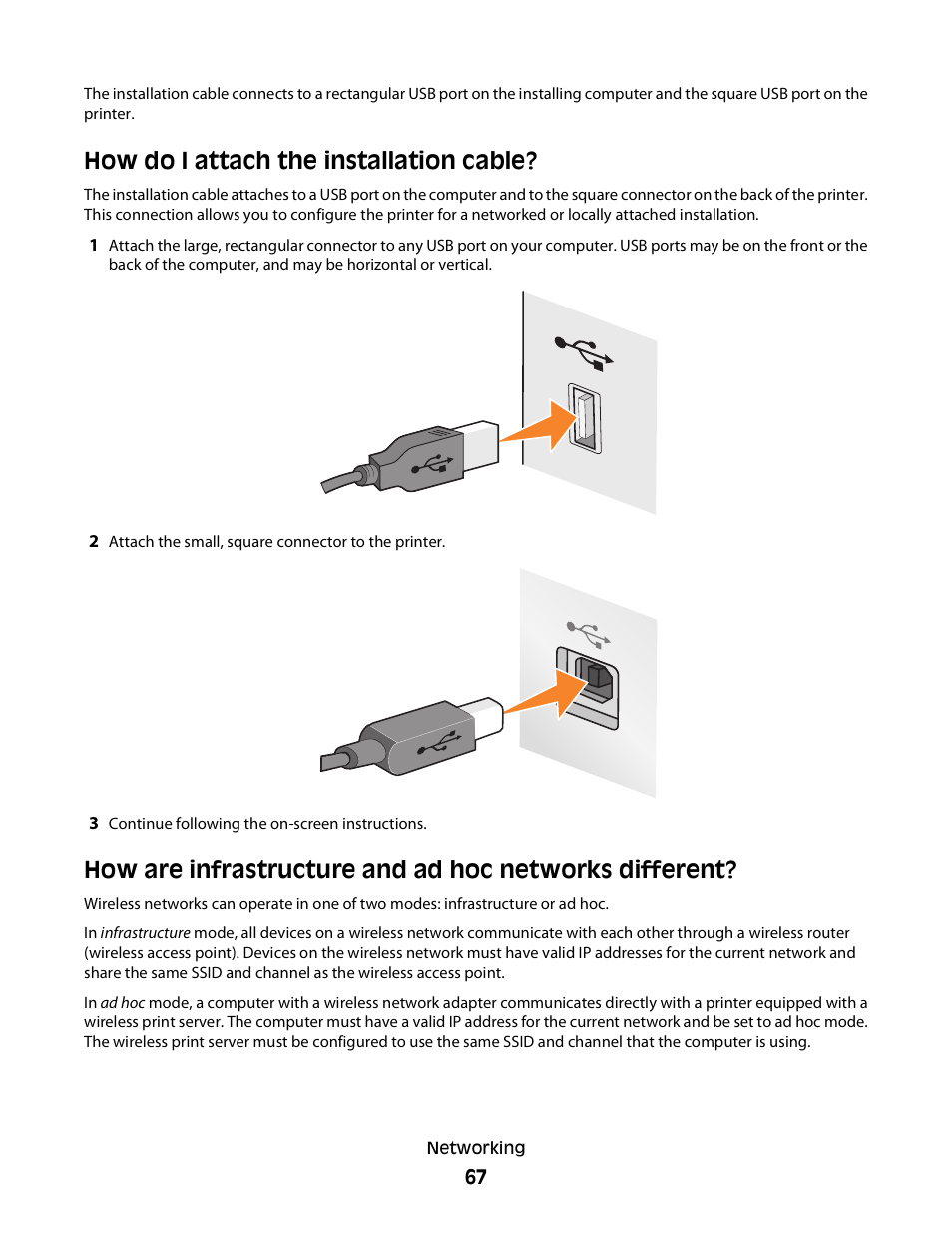 How do i attach the installation cable | Dell V313 All In One Inkjet Printer User Manual | Page 67 / 107