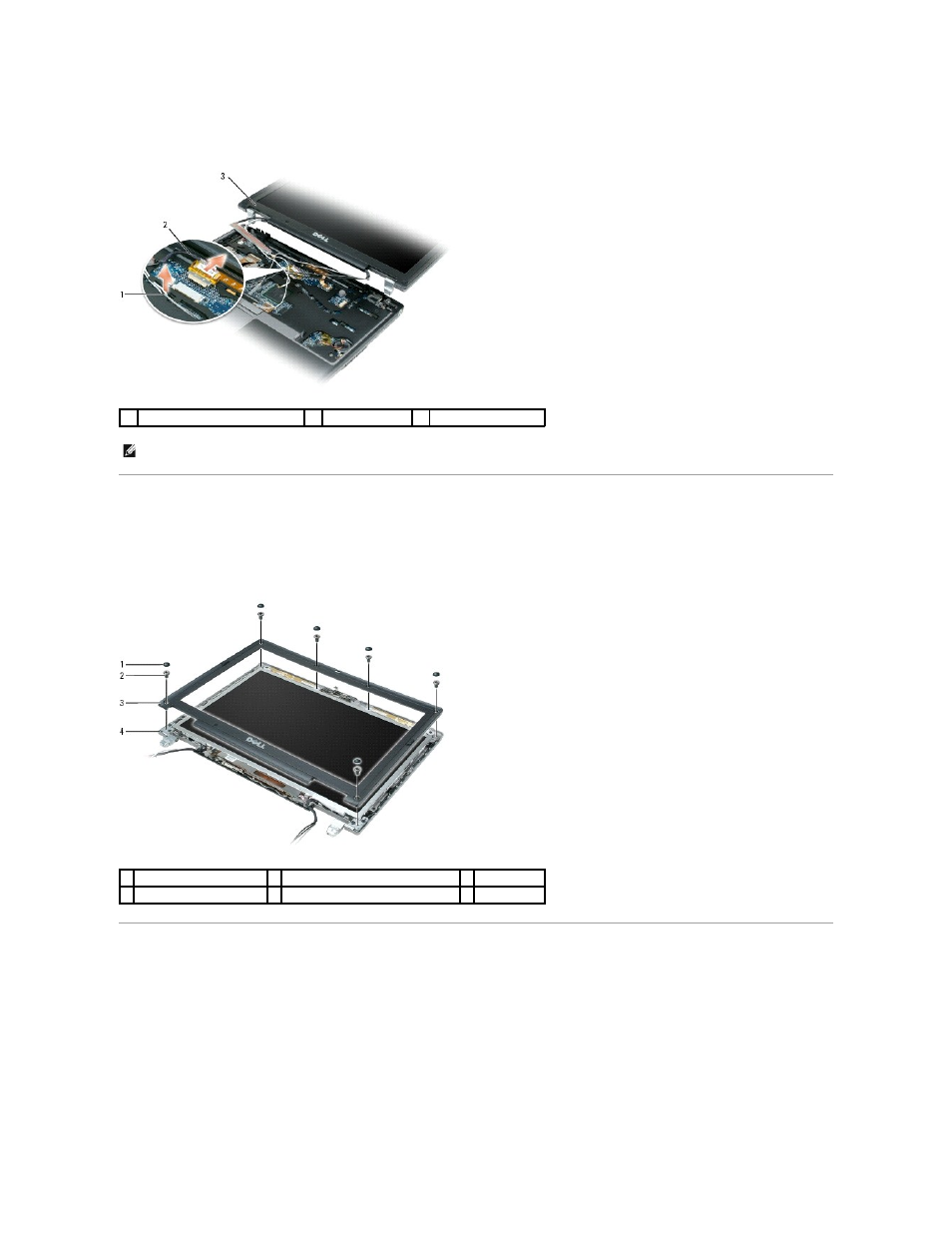 Removing the display bezel, Removing the display panel | Dell Latitude D420 User Manual | Page 16 / 37