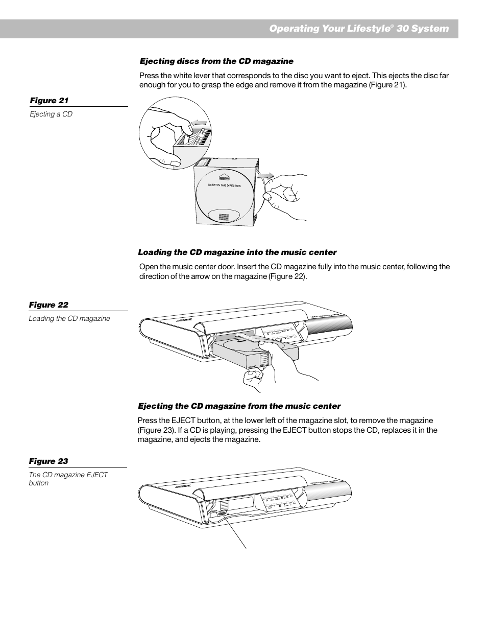 Operating your lifestyle, 30 system, Figure 23 | Figure 22 | Bose Lifestyle 30 Series II User Manual | Page 27 / 43