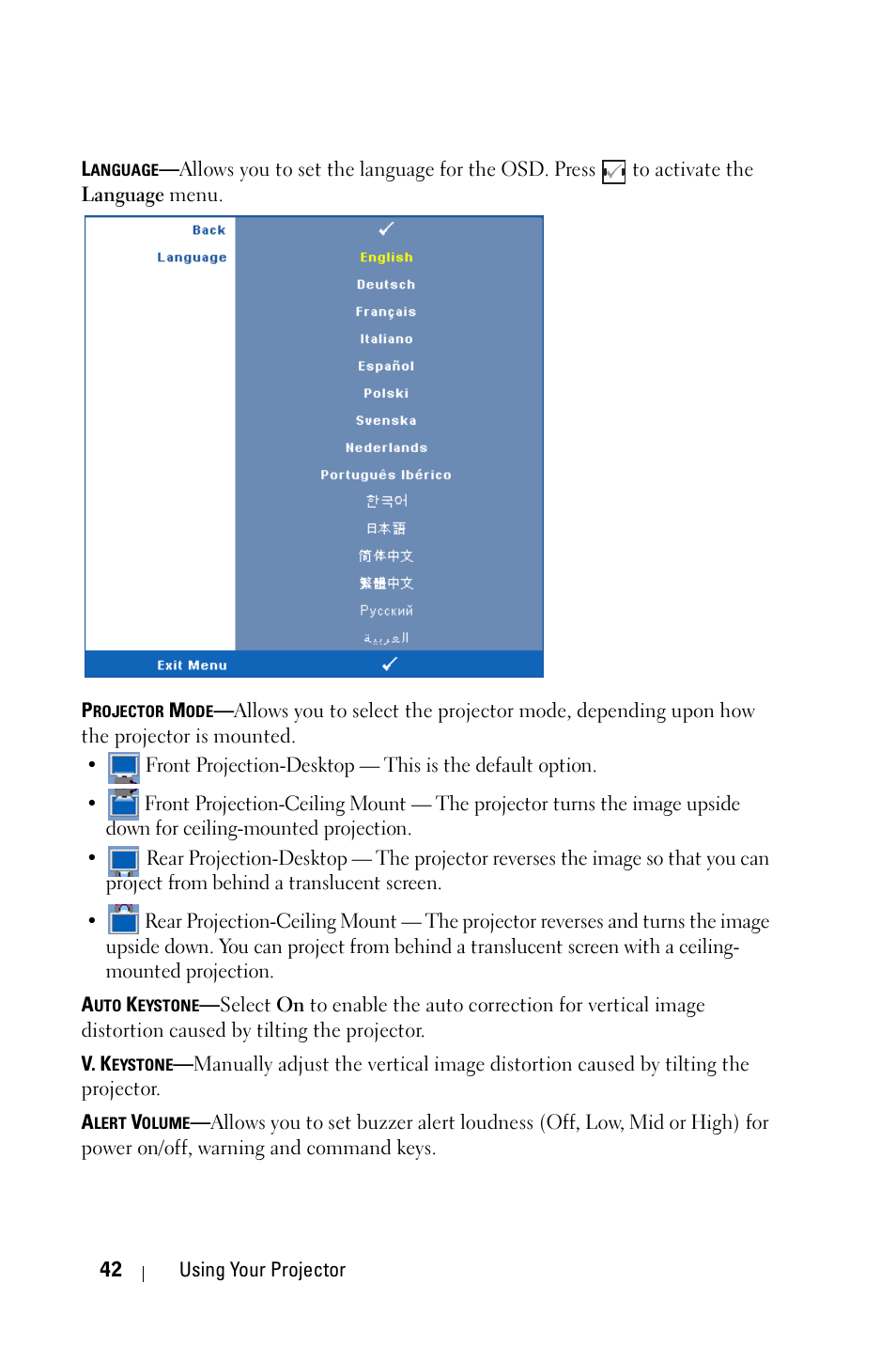 Dell 4610X Wireless Projector User Manual | Page 42 / 98
