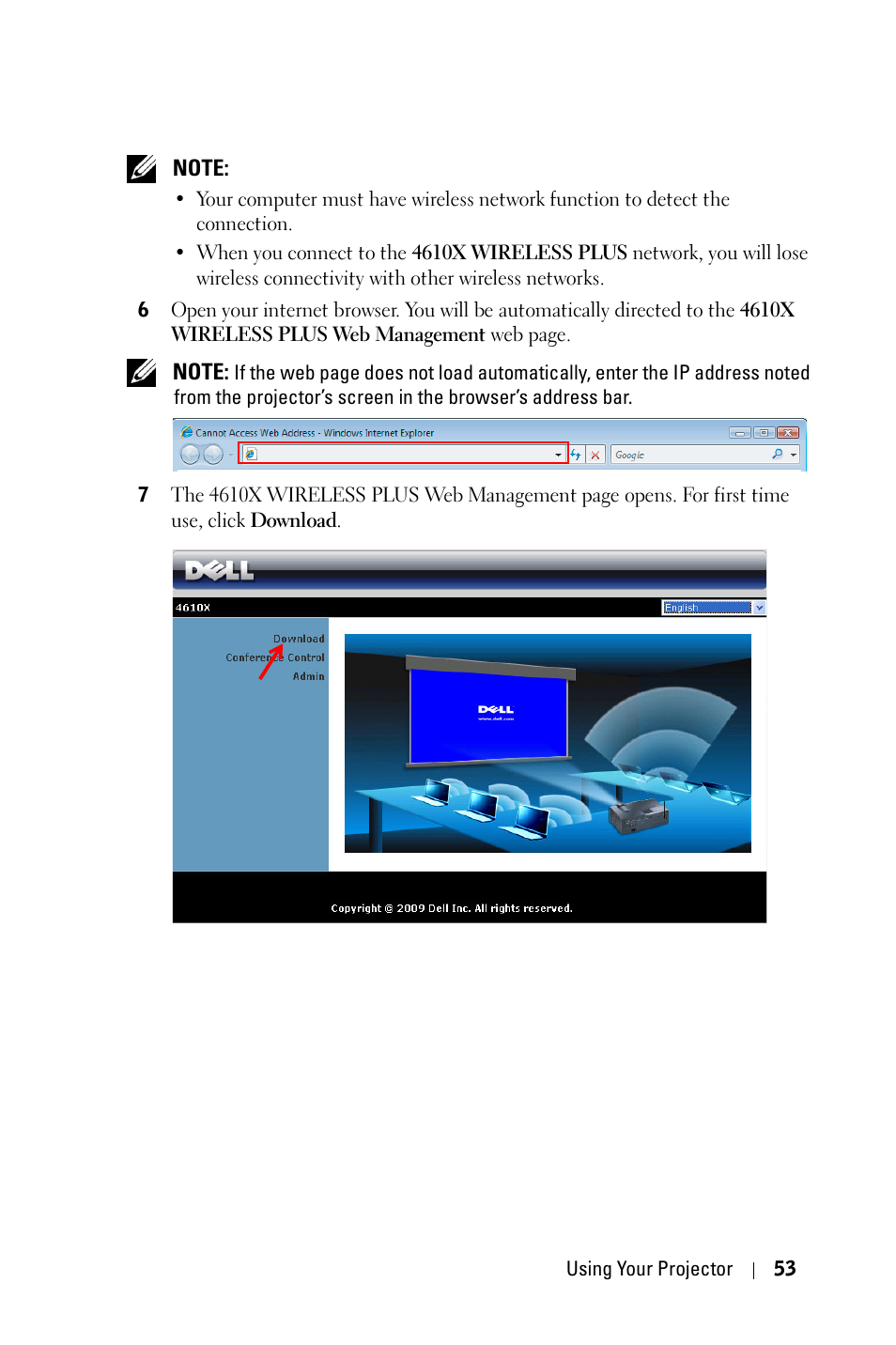 Dell 4610X Wireless Projector User Manual | Page 53 / 98