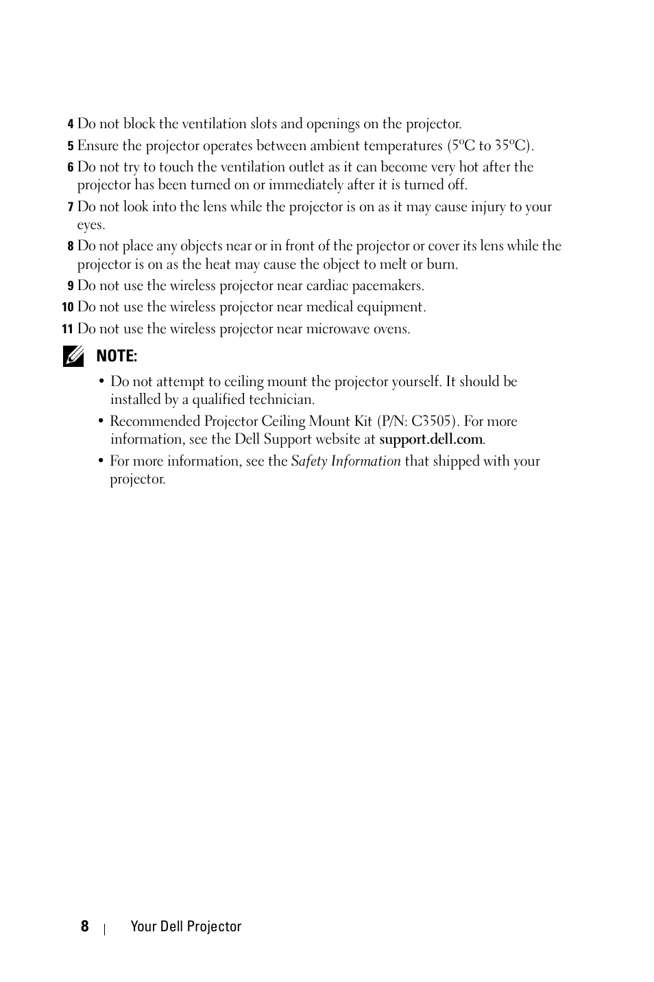 Dell 4610X Wireless Projector User Manual | Page 8 / 98
