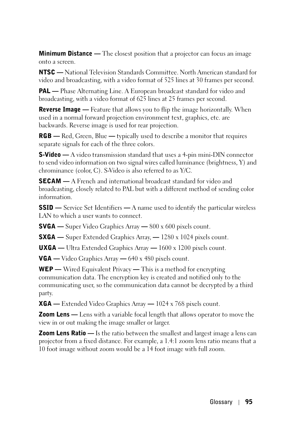 Dell 4610X Wireless Projector User Manual | Page 95 / 98